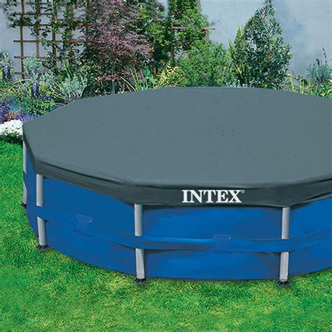 Intex 10 Foot Round Metal Frame Pool Cover Swimming Summer Ground 10ft