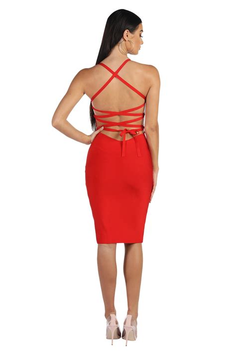 Serena Lace Up Dress Red Size L Clearance Sale Noodz Boutique
