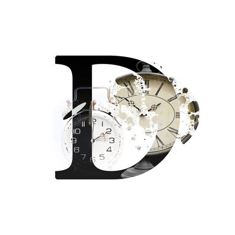 Typography Art Time And Alarm Clock Letter D Isolated Design Element