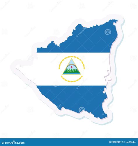 Mapa Aislado De Nicaragua Con Su Bandera Ilustraci N Del Vector