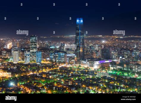 Panoramic View Of Santiago De Chile With Costanera Center Skyscraper