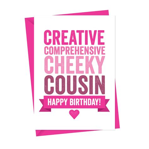 Personalised Birthday Card for Cousin - bright & bold cousin greeting card