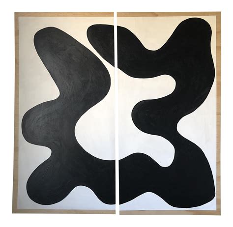 Animalia Black And White Abstract Acrylic Diptych Painting On Chairish