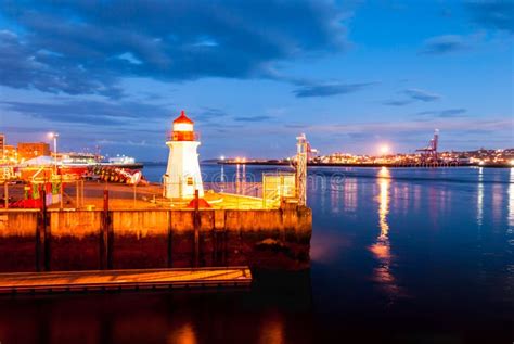 Saint John Harbour At Night Stock Photo Image Of Yellow Canada