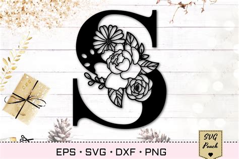 Floral Letter S Svg Flower S Monogram Font Initial Svg Cut