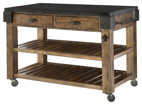 With 1 worktop 1 drawer 1 compartment 1 cupboard and 3 storage shelves this wood kitchen trolley offers ample storage space for various utensils. 2-Drawer Kitchen Island - Industrial - Kitchen Islands And ...