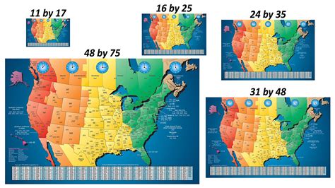 Imageability North America Laminated Gloss Time Zone Area Code Map With