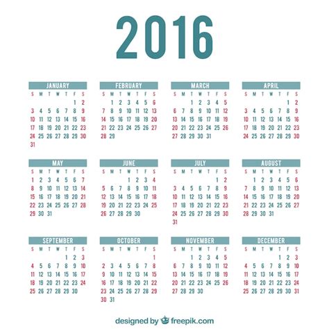 2016 calendar template Vector | Free Download