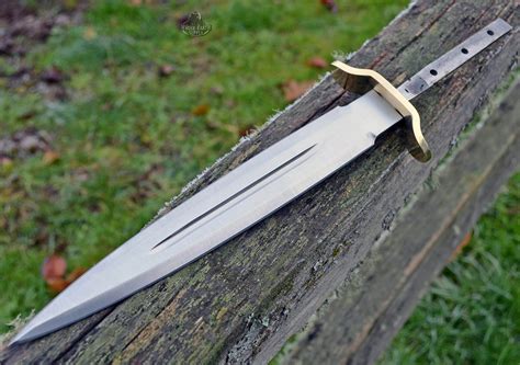 Custom Blank Huge Double Edged Dagger Dirk Blade Wbrass Guard Bolster
