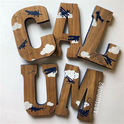 Airplane Nursery Decor Wooden Letters For Nursery Vintage Airplane