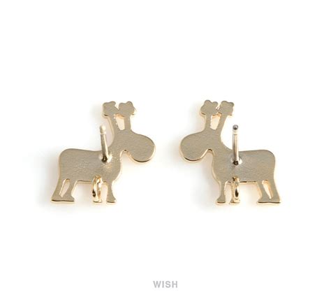 Reindeer Stud Earrings In Matte Gold Reindeer Ear Studs Etsy