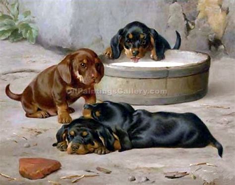 Dachshund Puppies By Otto Bache Painting Id An 0319 Ka