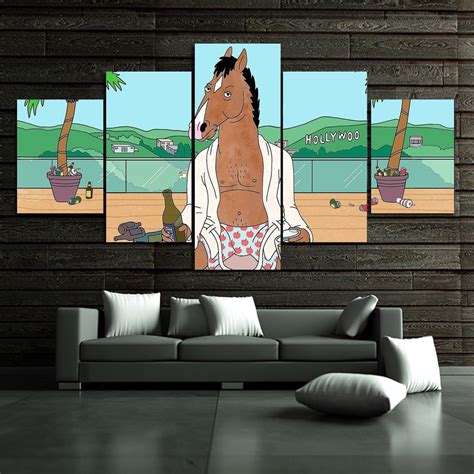 Print Canvas Art 5 Panel Bojack Horseman Tv Series Poster Landscape