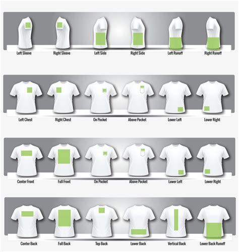 Size Chart T Shirt Design Size Template T Shirt Design Placement