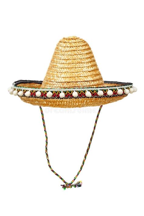 Straw Mexican Sombrero On White Background Stock Photo Image Of