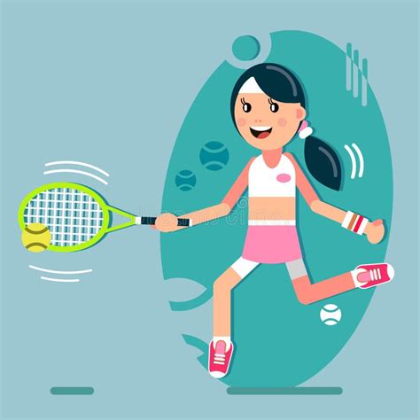 Girl Playing Tennis Set Stock Vector Illustration Of Blow 141990782