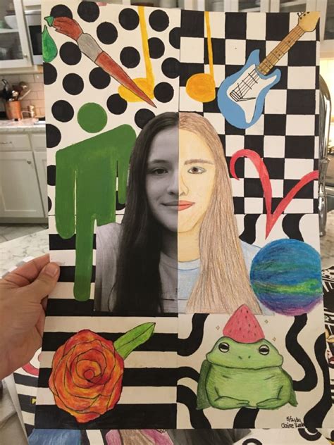 Self Portrait Art 7th Grade Art Middle School Art After School Mixed Media Art Haikyuu