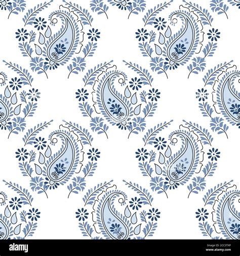 Seamless Paisley Flower Design Pattern Nonwhite Background Stock Vector