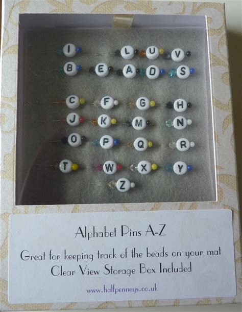 Alphabet Pins A Z White Halfpenneys Beads
