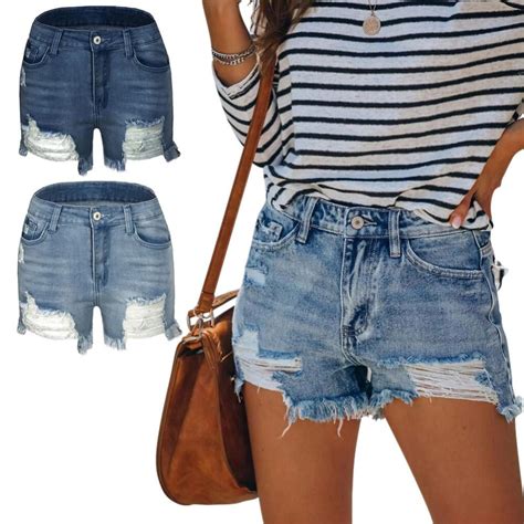 Alvage Cut Off Denim Shorts For Women Frayed Distressed Jean Short