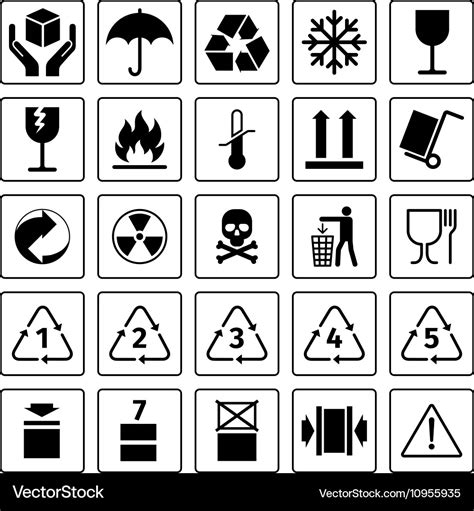 Packaging Symbols Set Royalty Free Vector Image