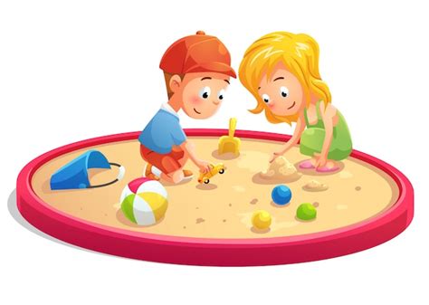 Premium Vector Kids Playing In Sandbox Cartoon Style