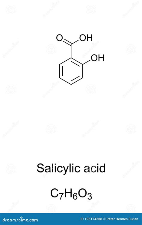 Salicylic Acid Chemical Structure And Formula Stock Vector