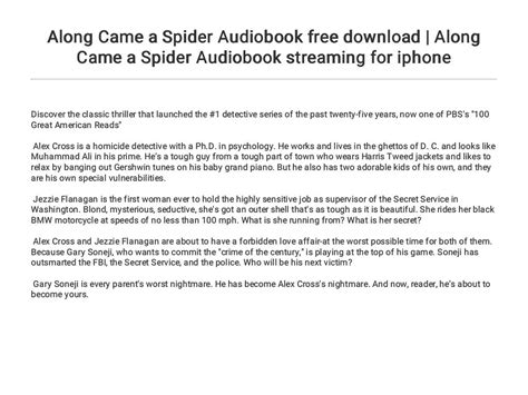 Along Came A Spider Audiobook Free Download Along Came A Spider Aud