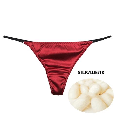 Sexy Satin Panties Women Ice Silk Thong Underwear Cute Red G Strings Low Waist Briefs Sex