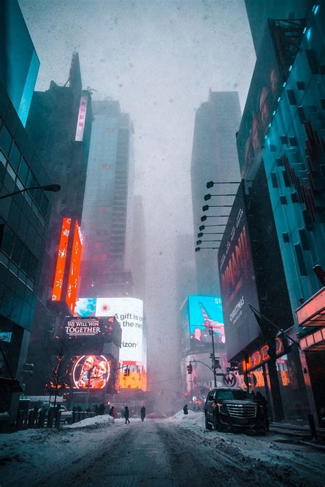 New York City Winter Times Square Snow Hd Phone Wallpaper Pxfuel