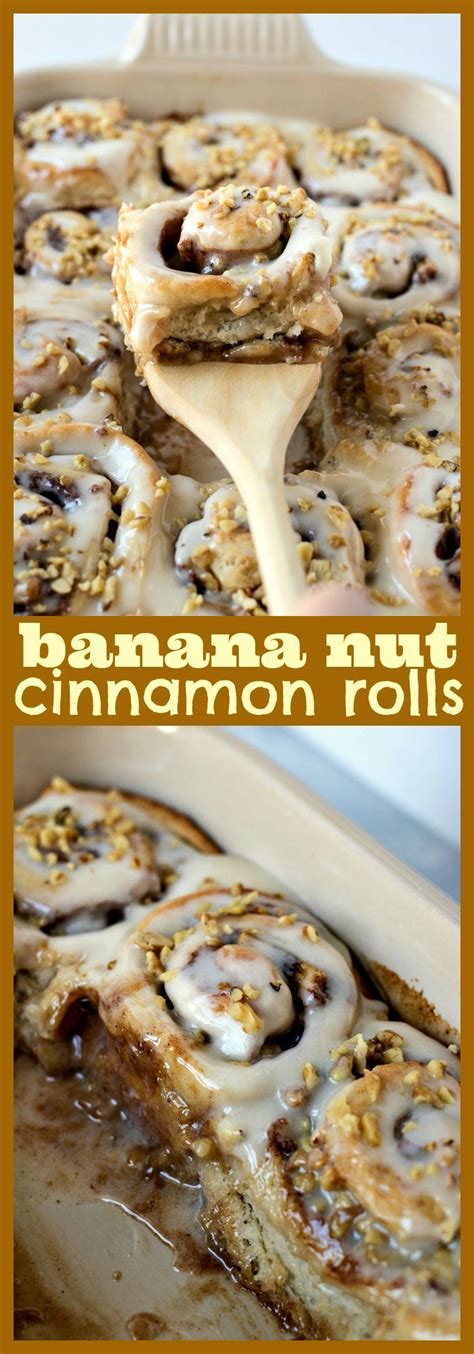 Once smooth and free of lumps, drizzle on top of the cinnamon rolls. Banana Nut Cinnamon Rolls - Fluffy homemade cinnamon rolls ...