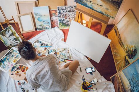 Woman Painter Working On Her Art Stock Photo Download Image Now Istock
