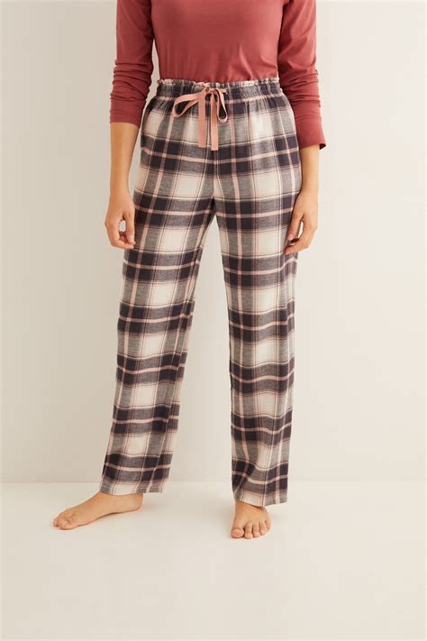 Pantalón Largo De Pijama Estampado Cuadros Gris Pantalones Womensecret