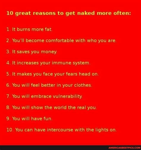 10 Great Reasons To Get Naked More Often 1 It Burns More Fat 2 You