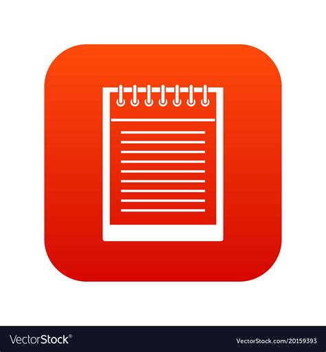 Spiral Notepad Icon Digital Red Royalty Free Vector Image