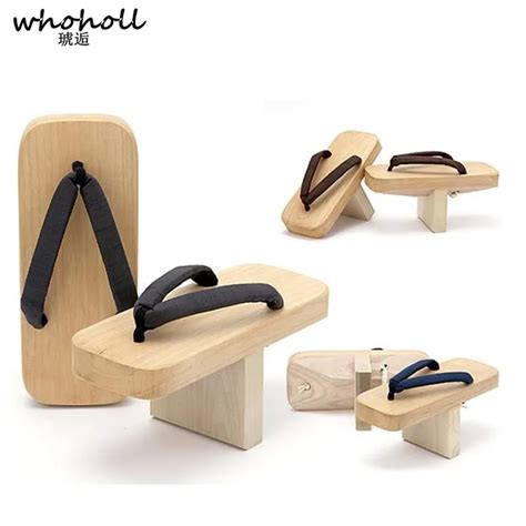 whoholl japanese wooden clogs cosplay man women geta flip flops one tooth high platform geta