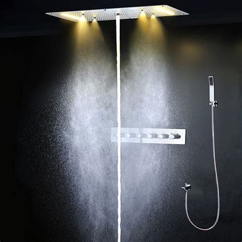Bathroom Ceiling Led Shower Panel Mist Spray Rainfall Waterfall Shower