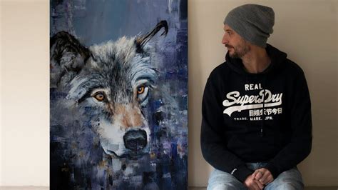 A Large Painting Of A Wolf Oil Painting Time Lapse Youtube Wolf
