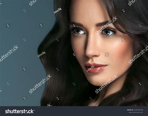 Beautiful Woman Brunette Beauty Hair Makeup Stock Photo