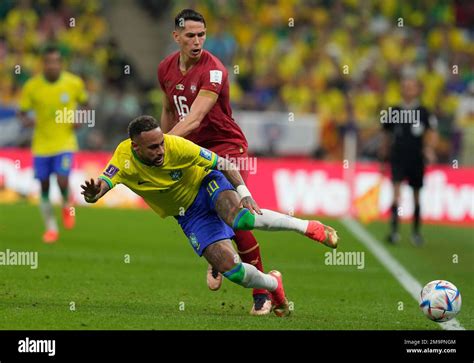 brazil s neymar front and serbia s sasa lukic battle for the ball during the world cup group g