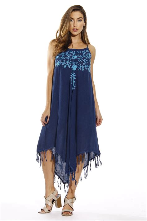 Riviera Sun Dress Dresses For Women Dark Denim With Turquoise