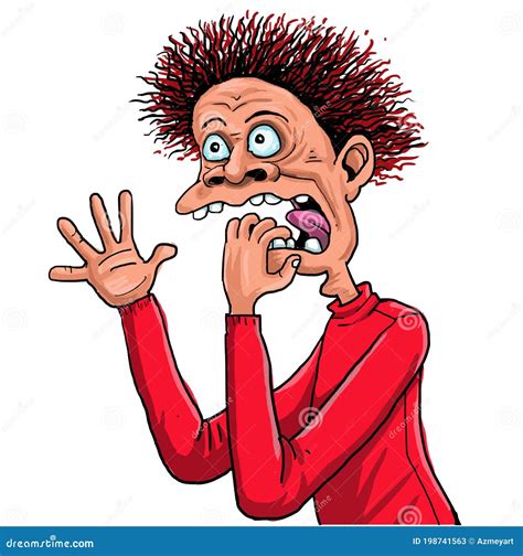 Cartoon The Funny Man Shocking Face Expression Stock Illustration