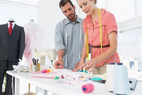 Fashion Designers At Work In Bright Studio Stock Image Image Of