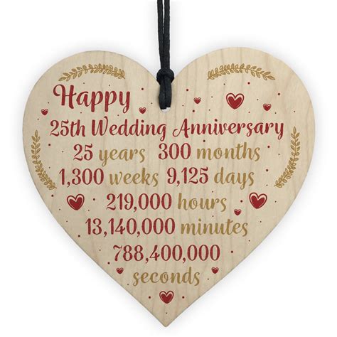Happy 25th Wedding Anniversary Card T Heart Twenty Five Years