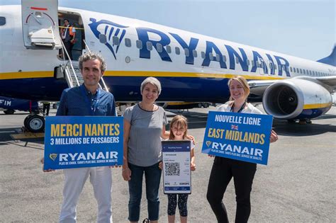 ryanair celebrates 3m passengers in nantes first flight to east midlands takes off ryanair s