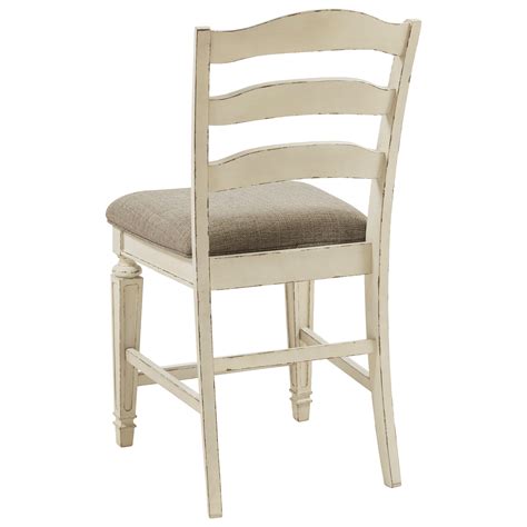 Signature Design By Ashley Realyn Counter Height Upholstered Barstool With Ladderback Royal