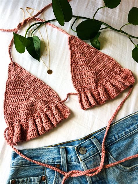 Remy Ruffle Bikini Top Crochet Pattern Adjustable Beginner Etsy