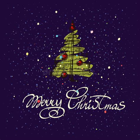 Merry Christmas Hand Lettering On Dark Background Vector Image