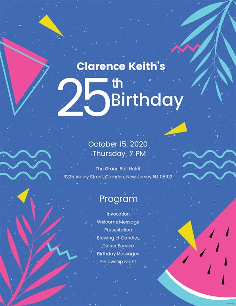 Birthday Party Program Templates : 80th birthday celebration program ...