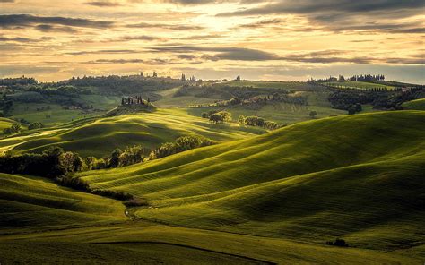 Green Grass Field Nature Landscape Tuscany Italy Hd Wallpaper